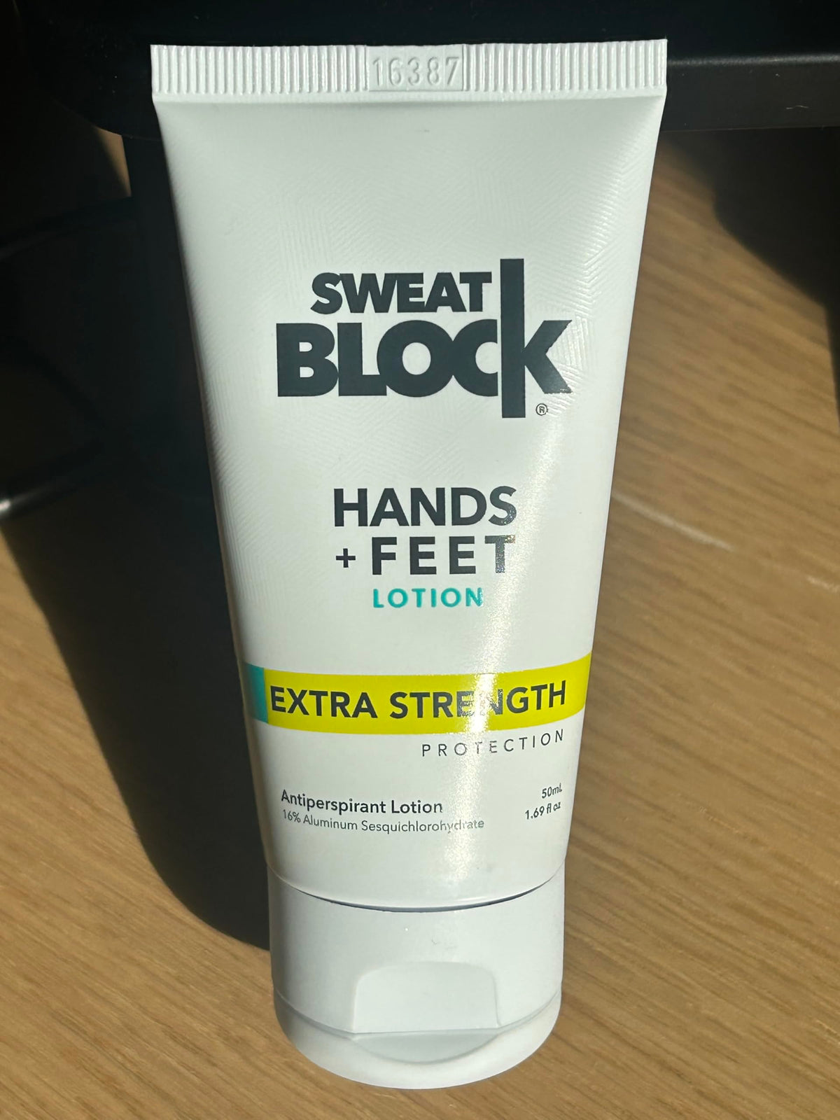 SweatBlock antiperspirant lotion for reducing foot odor application