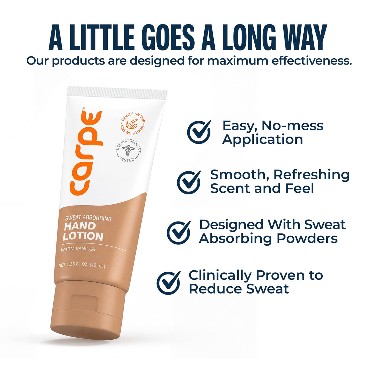 Applying pea-sized amount of Carpe antiperspirant lotion