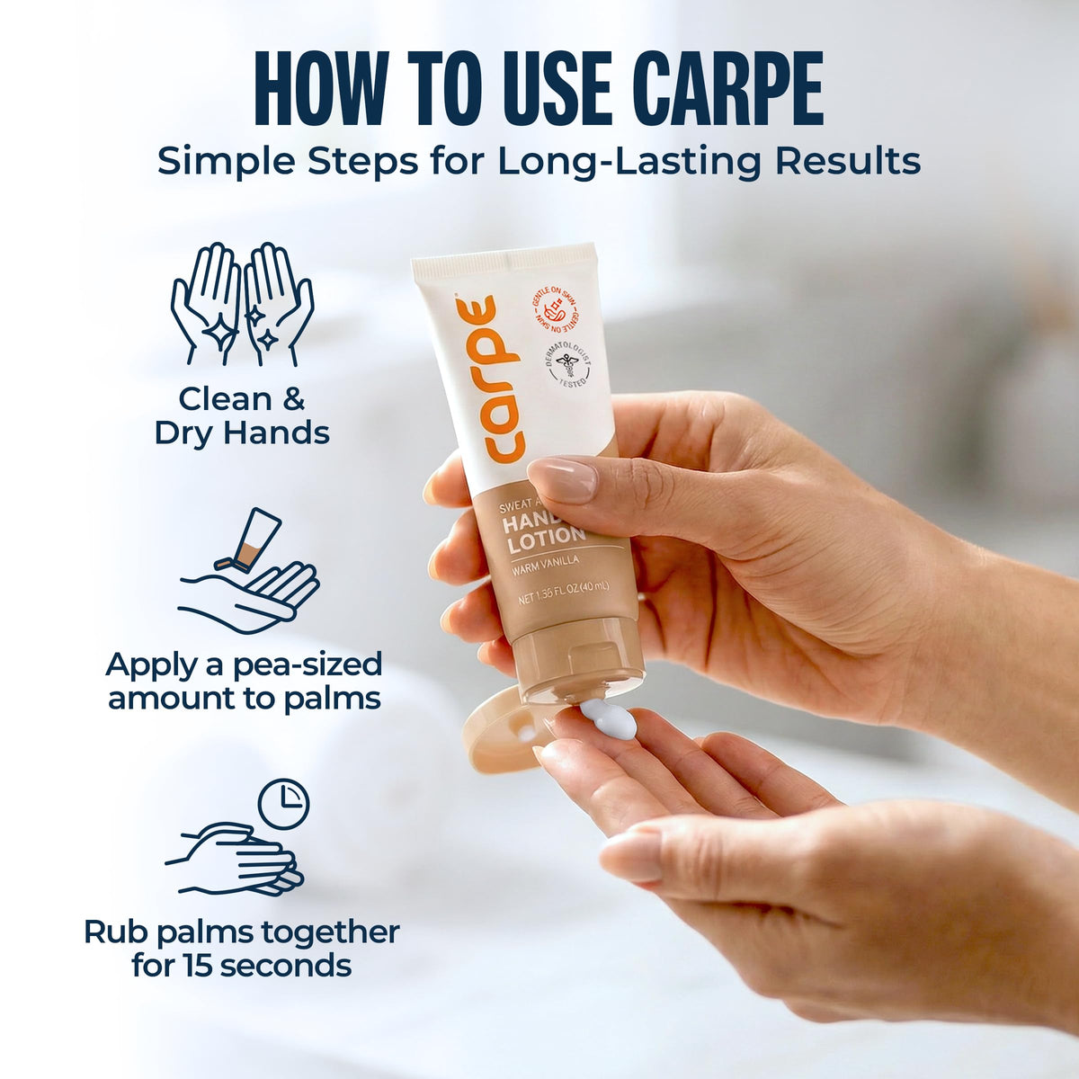 Back of Carpe hand lotion tube showing product details