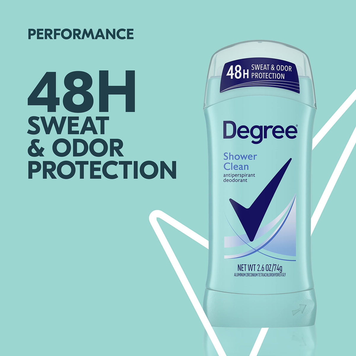 Degree Dry Protection Shower Clean stick showing rose and jasmine fragrance notes