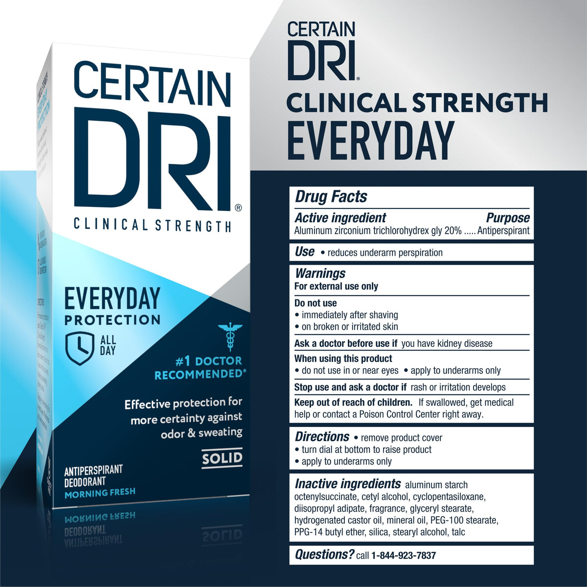 Authentic Certain Dri 20 percent aluminum zirconium complex deodorant for excessive underarm sweating