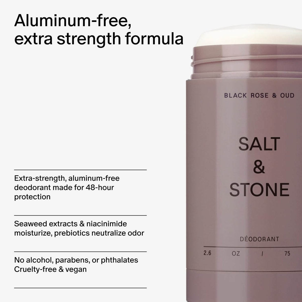 Salt and Stone deodorant 2.6 ounce stick size comparison