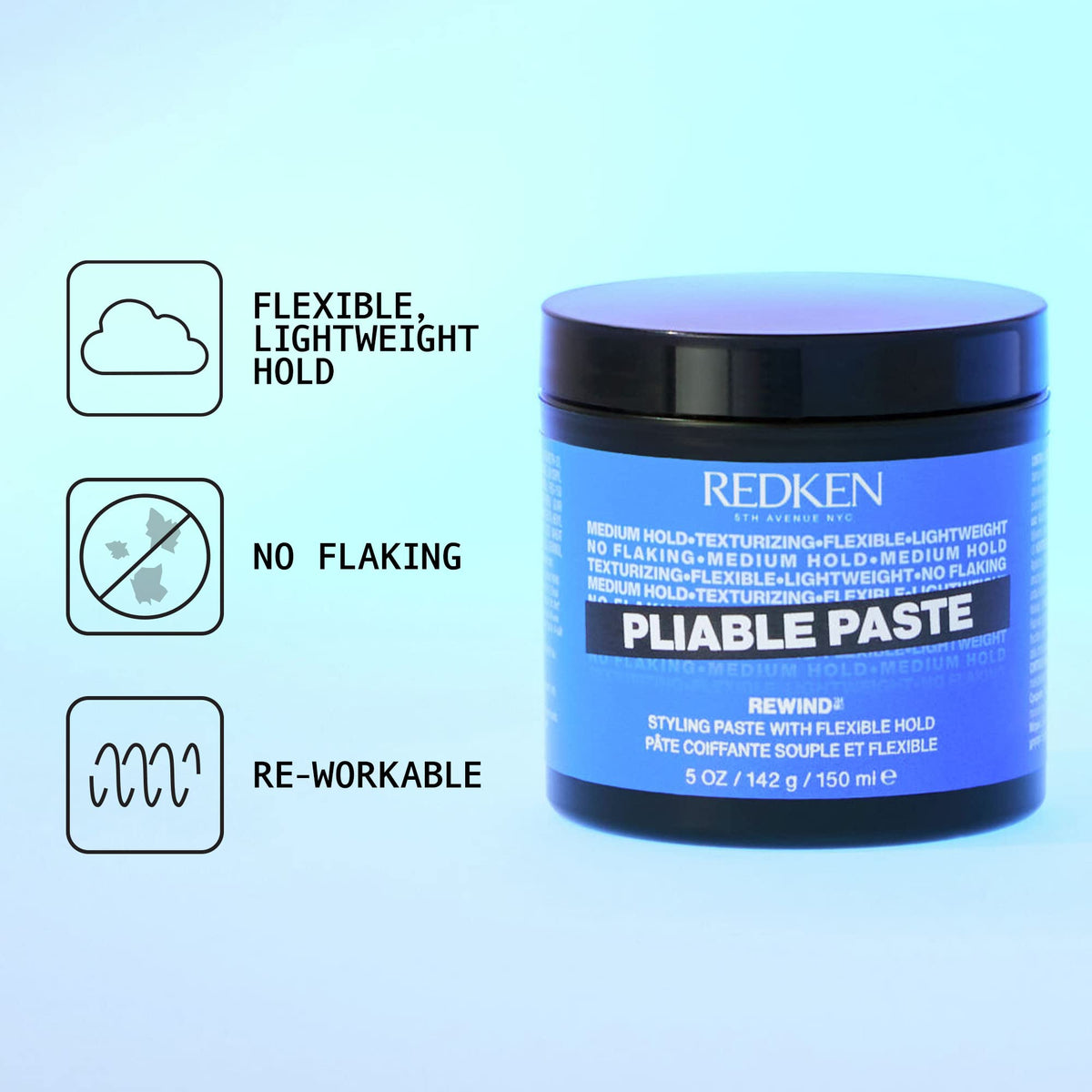 Redken Rewind 06 alternative hair paste jar lid with clear product branding