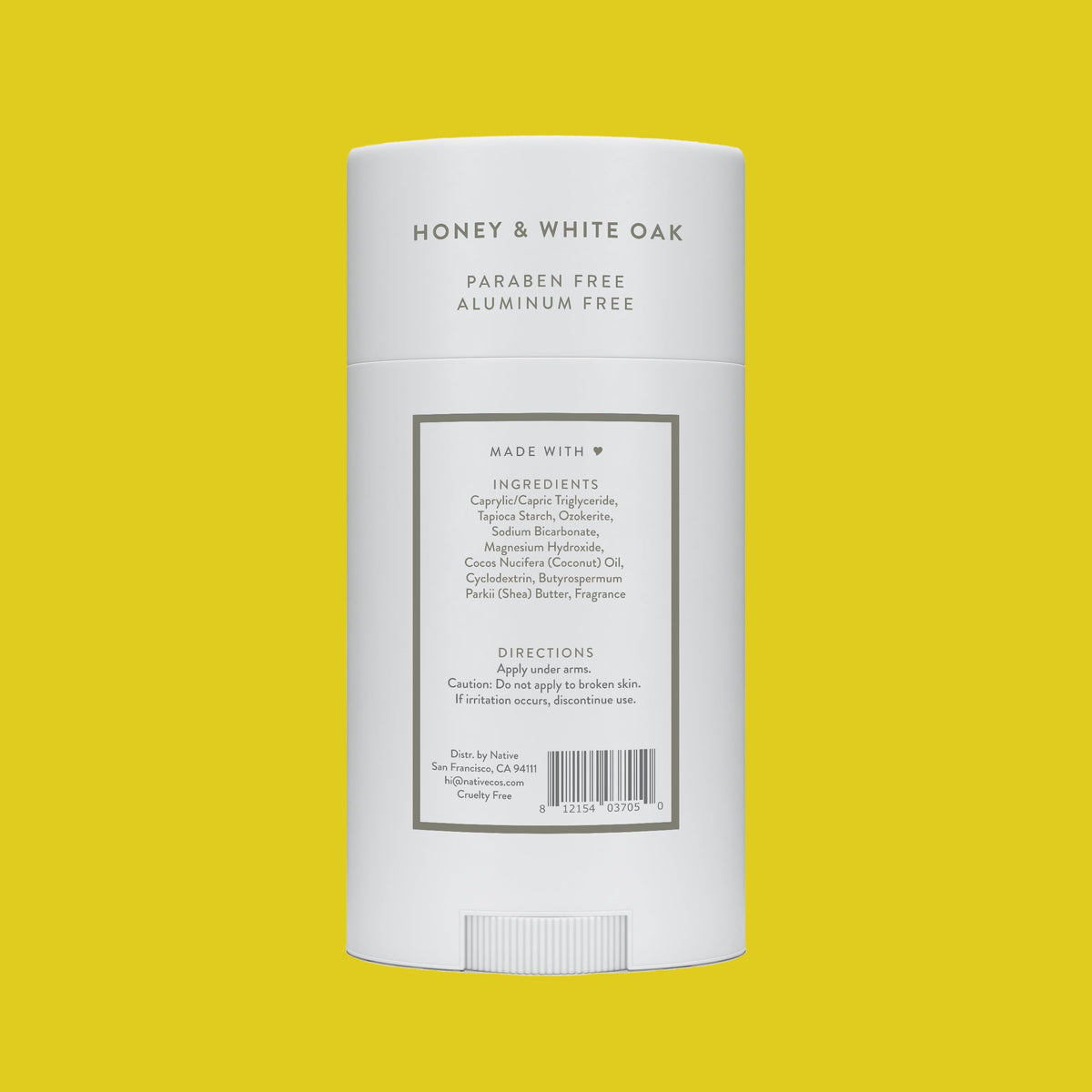 Professional studio shot of Native deodorant stick