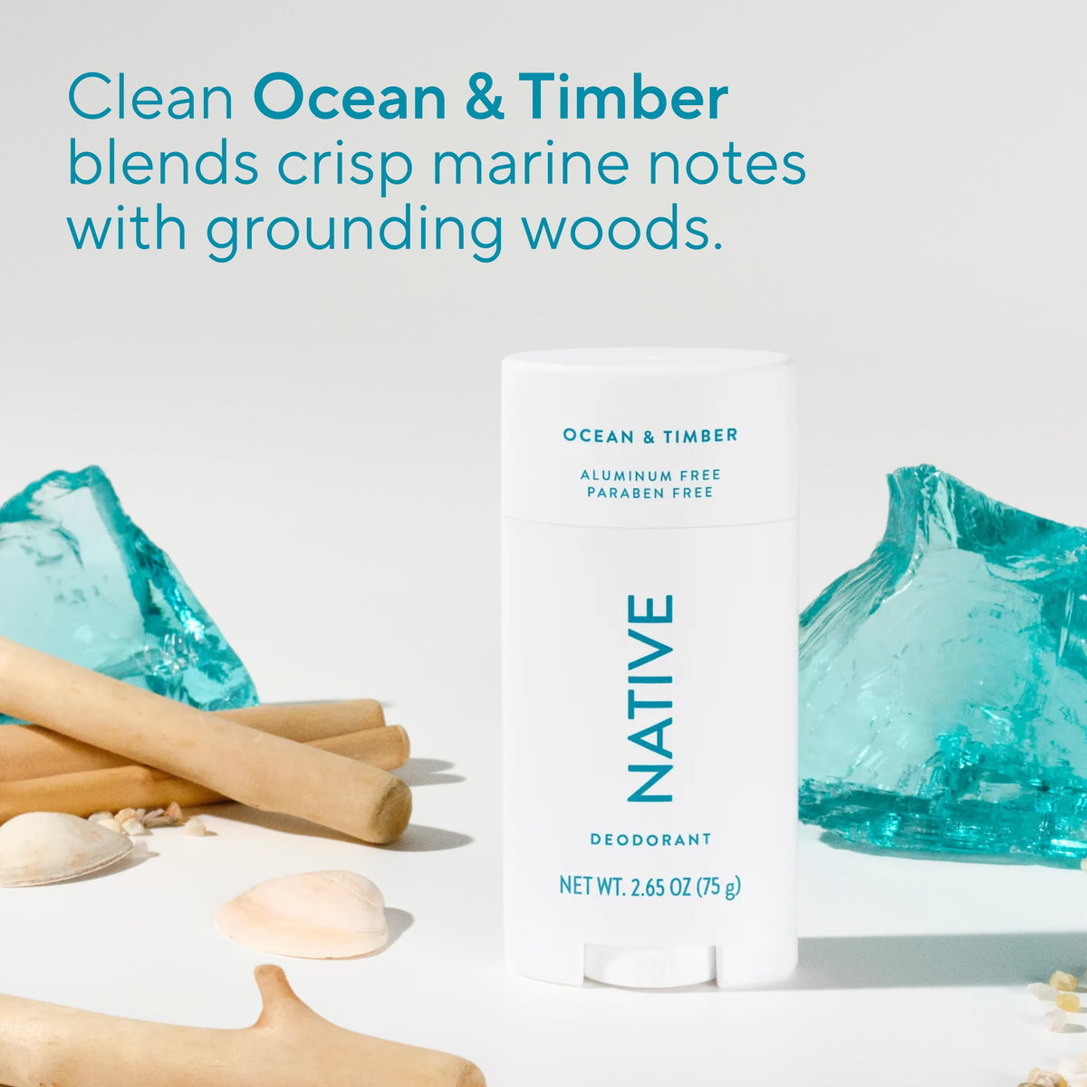 Native ocean and timber ingredient list on packaging