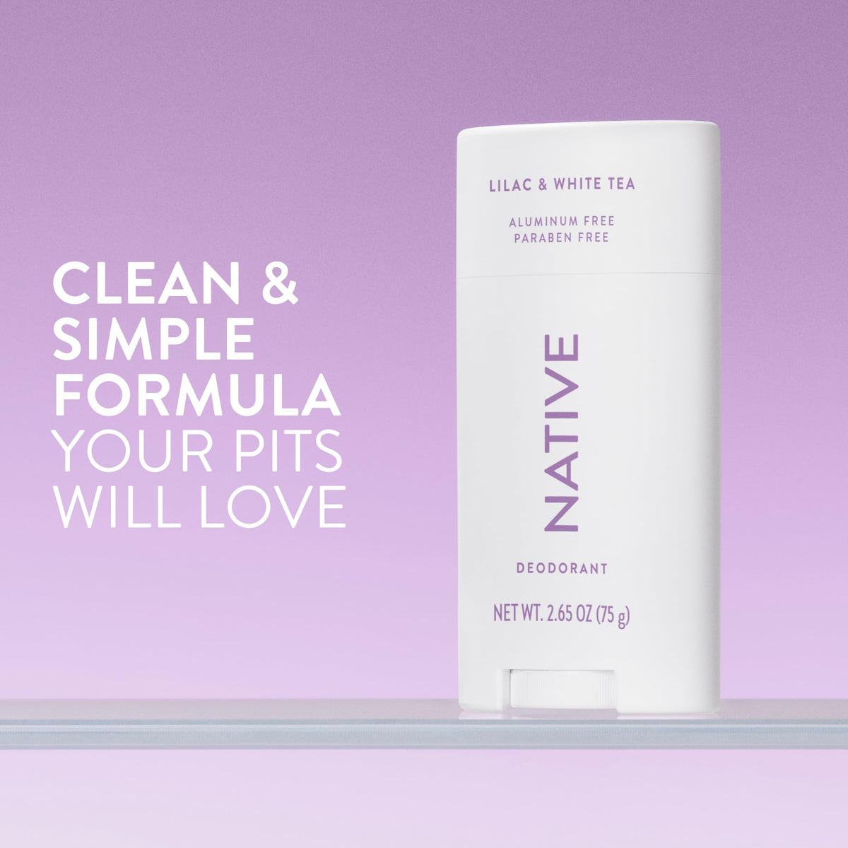 Native natural deodorant stick open showing the solid formula