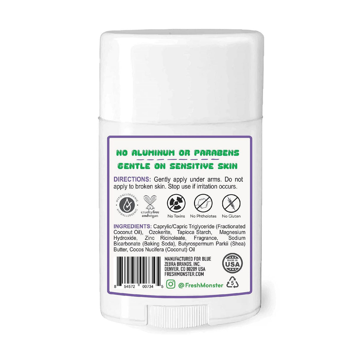 Fresh Monster kids aluminum free deodorant beach gummy burst scent packaging