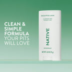 Native natural deodorant stick open cap showing the solid white formula