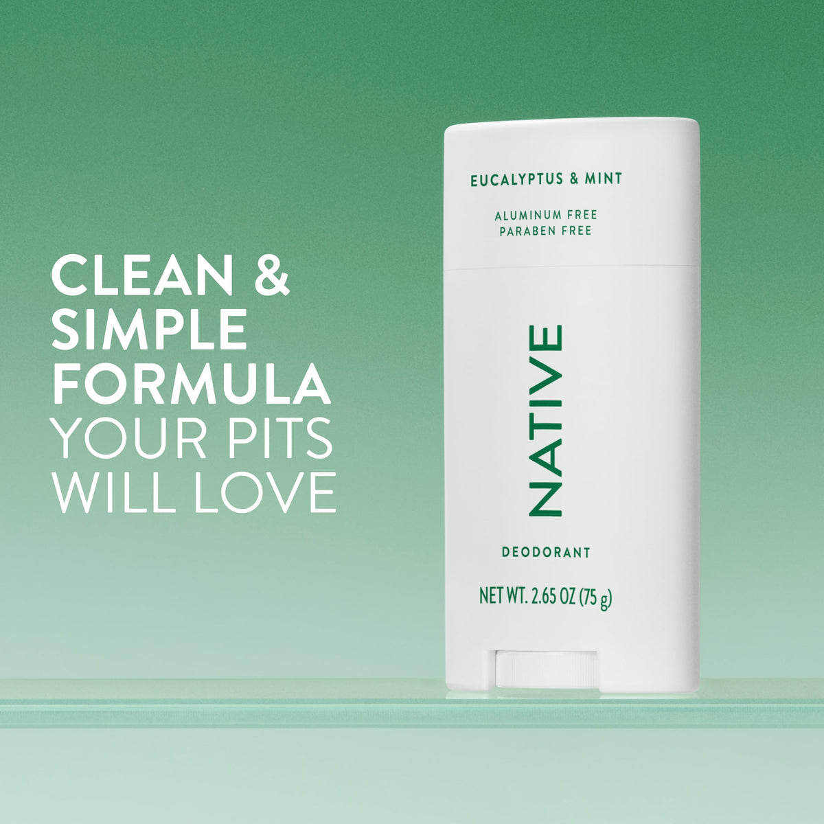 Native natural deodorant stick open cap showing the solid white formula