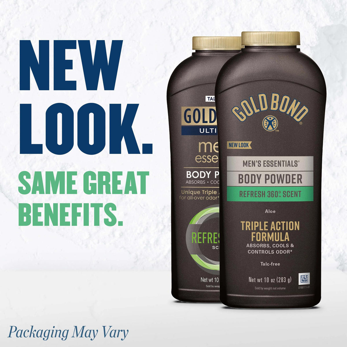 Gold Bond talc free men's powder Refresh 360 scent cap detail