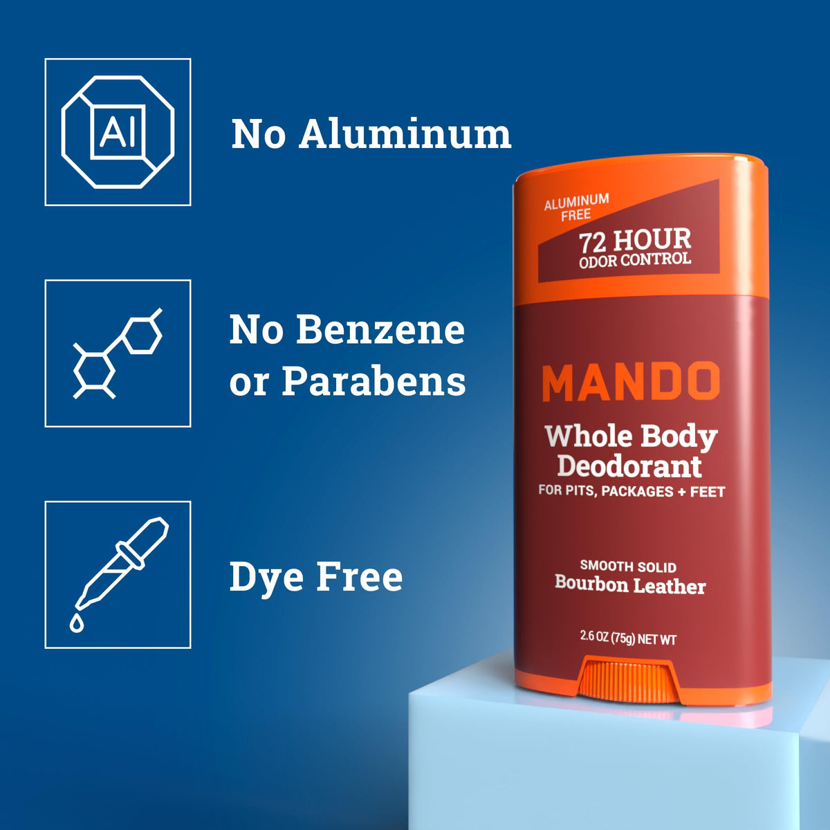 Back of Mando deodorant stick showing ingredients