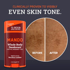 Close up of Mando deodorant branding on bottle
