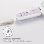 Lifestyle shot of Panasonic epilator for leg hair removal