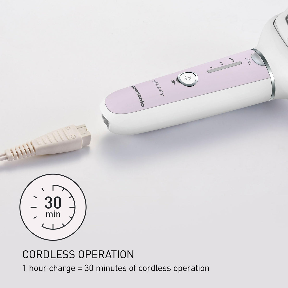 Lifestyle shot of Panasonic epilator for leg hair removal