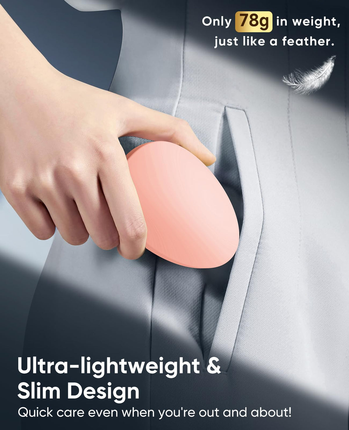 Side view of the ergonomic handle design on the Simmor crystal hair remover for firm grip