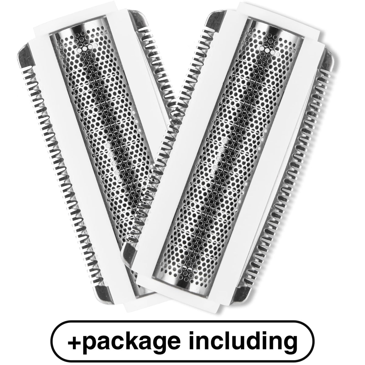 Side profile of the authentic imported PRITECH shaver head attachments showing structural compatibility.