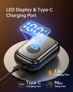 WEQOEE portable beard trimmer being packed into a travel bag highlighting its compact pocket size design