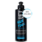 L3VEL3 Fresh Impact hair moisturizer bottle standing upright highlighting its anti-dandruff and shine qualities.