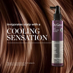 Dr. Groot moisturizing biotin spray being applied to the hair roots for nourishment