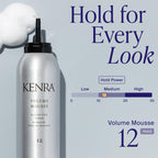 Kenra 12 volume mousse 8 Ounce canister with premium salon brand packaging details