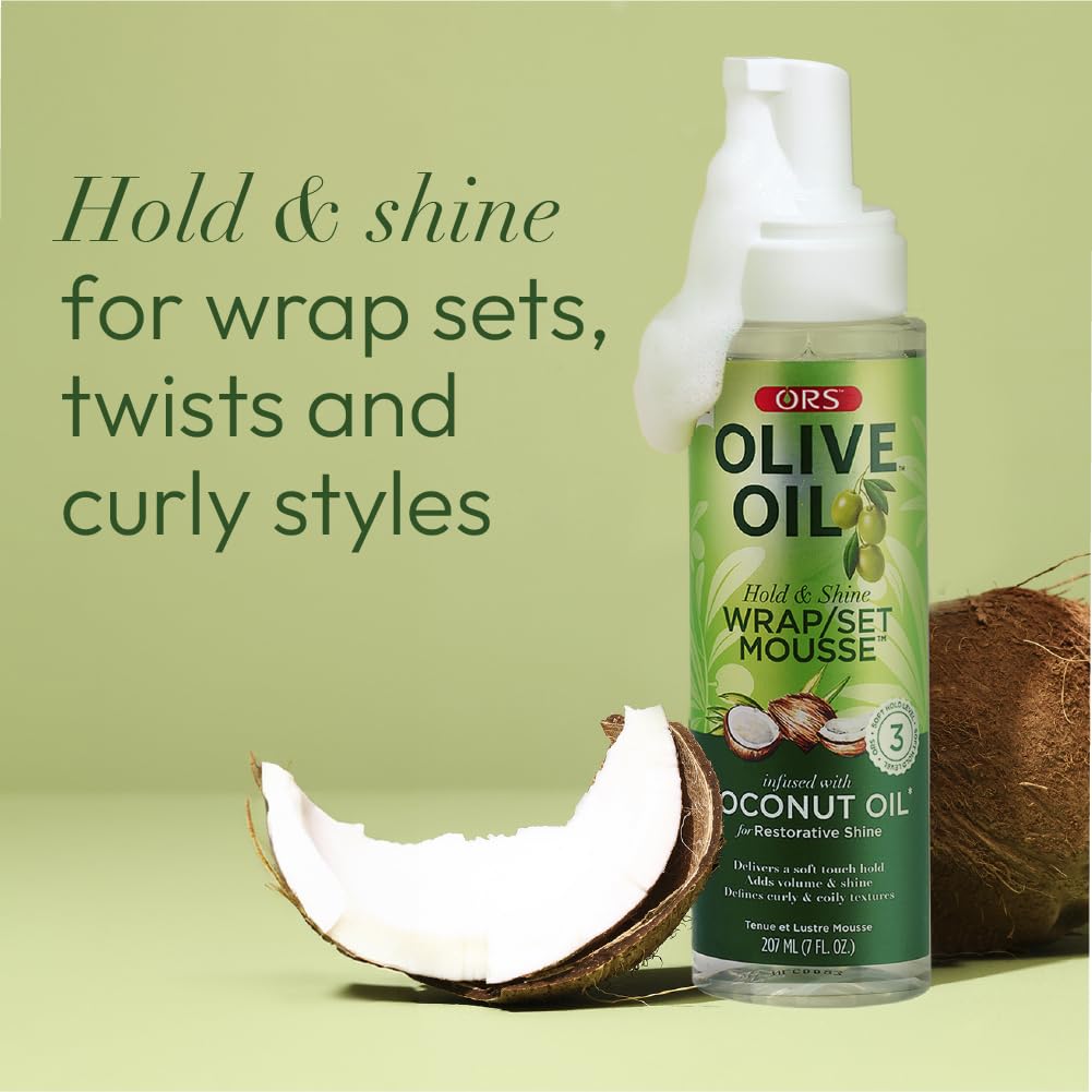 Side angle view of the ORS hair foam designed for natural and relaxed hair.