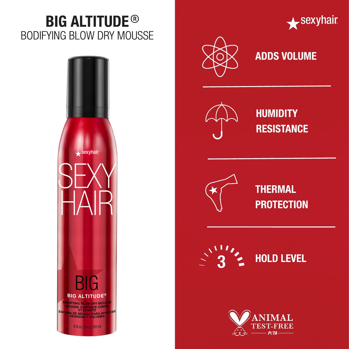 Lightweight volumizing mousse dispensed on a hand to show the fluffy airy texture.
