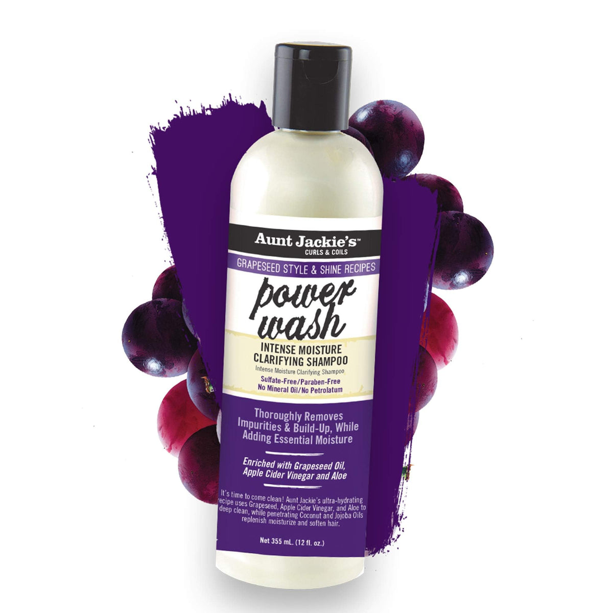 Aunt Jackies curls and coils power wash shampoo twelve ounce