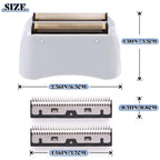 Close up of electric shaver replacement cutters and foil assembly
