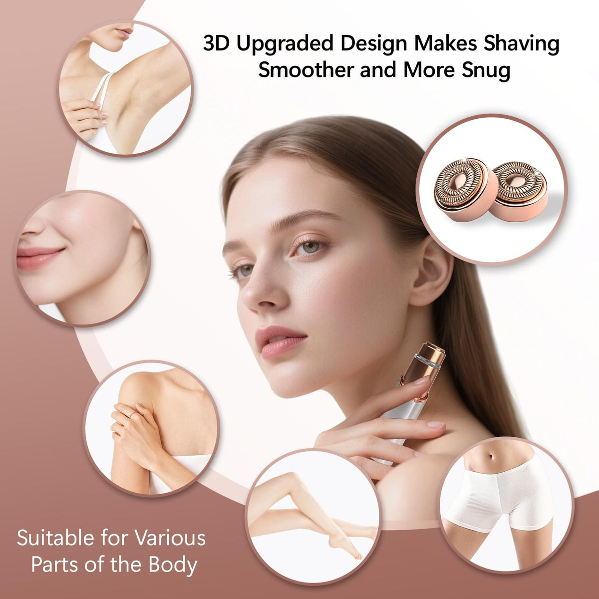 Four pack of premium replacement heads neatly arranged next to the included white cleaning brush accessory.