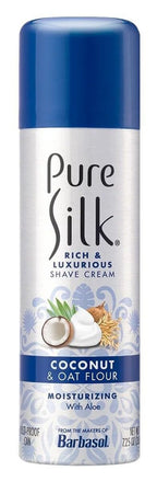 Pure Silk women's moisturizing shaving foam can showing rust proof bottom