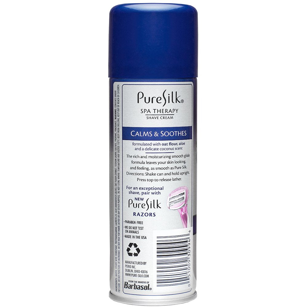 Pure Silk women shaving cream showing the rust proof aluminum bottom of the can