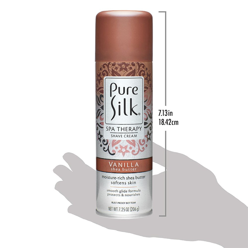 Pure Silk seven point two five ounce shaving cream packaging details