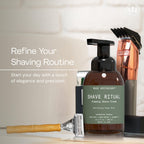Muse Apothecary natural shaving cream sensitive skin bottle label closeup