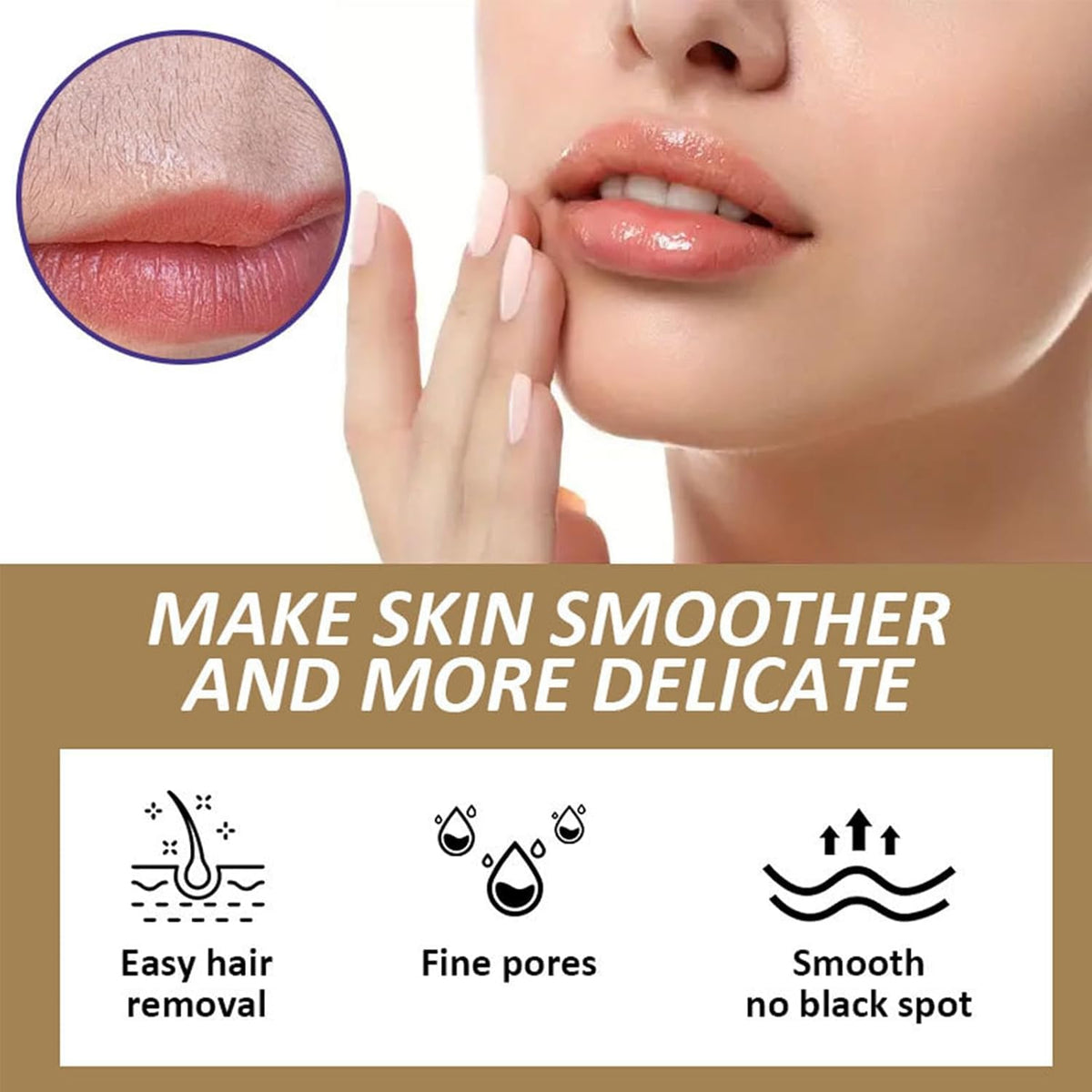 Rozino facial hair remover cream with coconut oil and aloe vera text on packaging