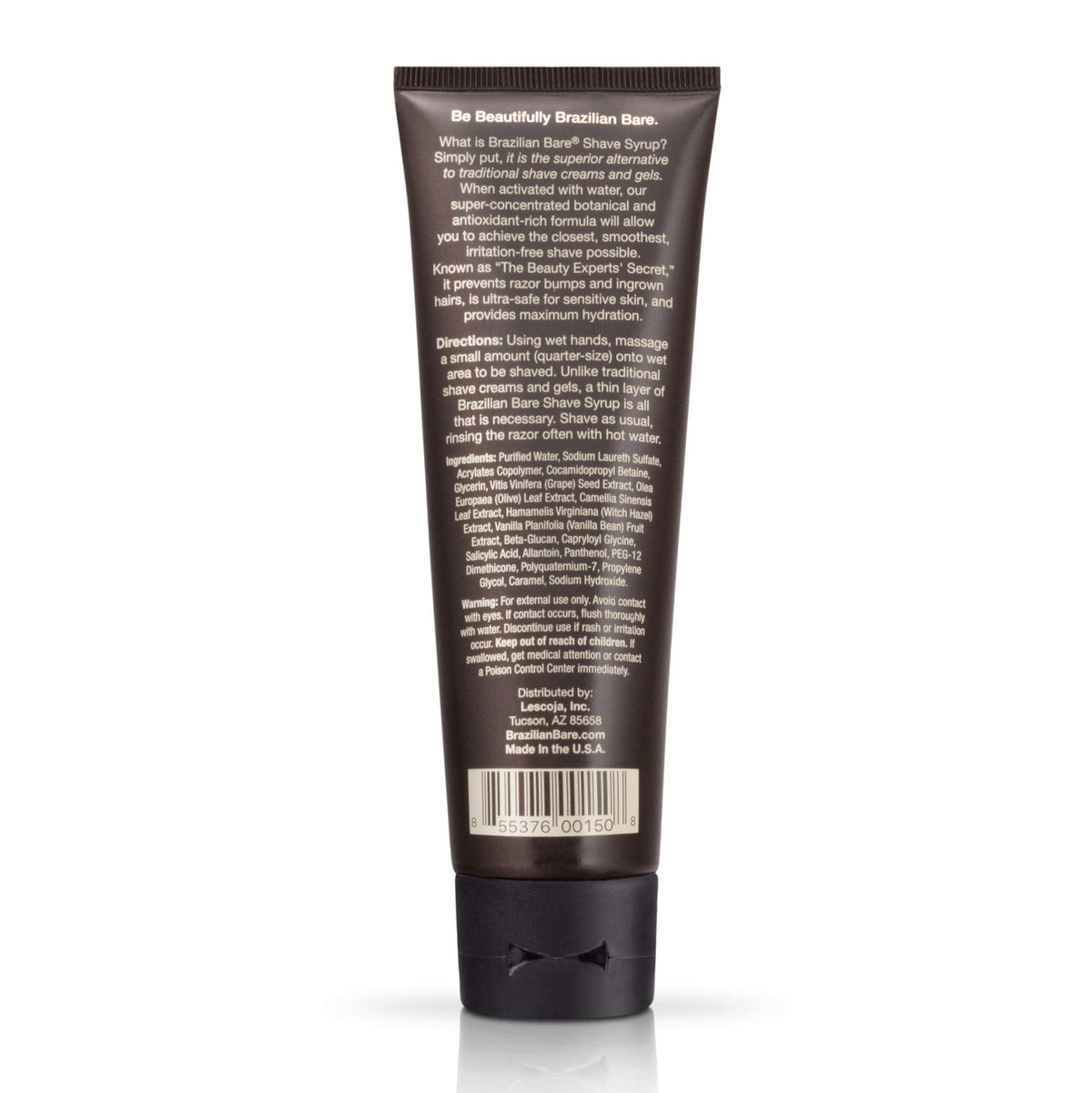 Brazilian Bare Shave Syrup botanical formula packaging for sensitive skin