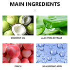 Rozino coconut oil facial hair removal cream packaging back showing ingredients list