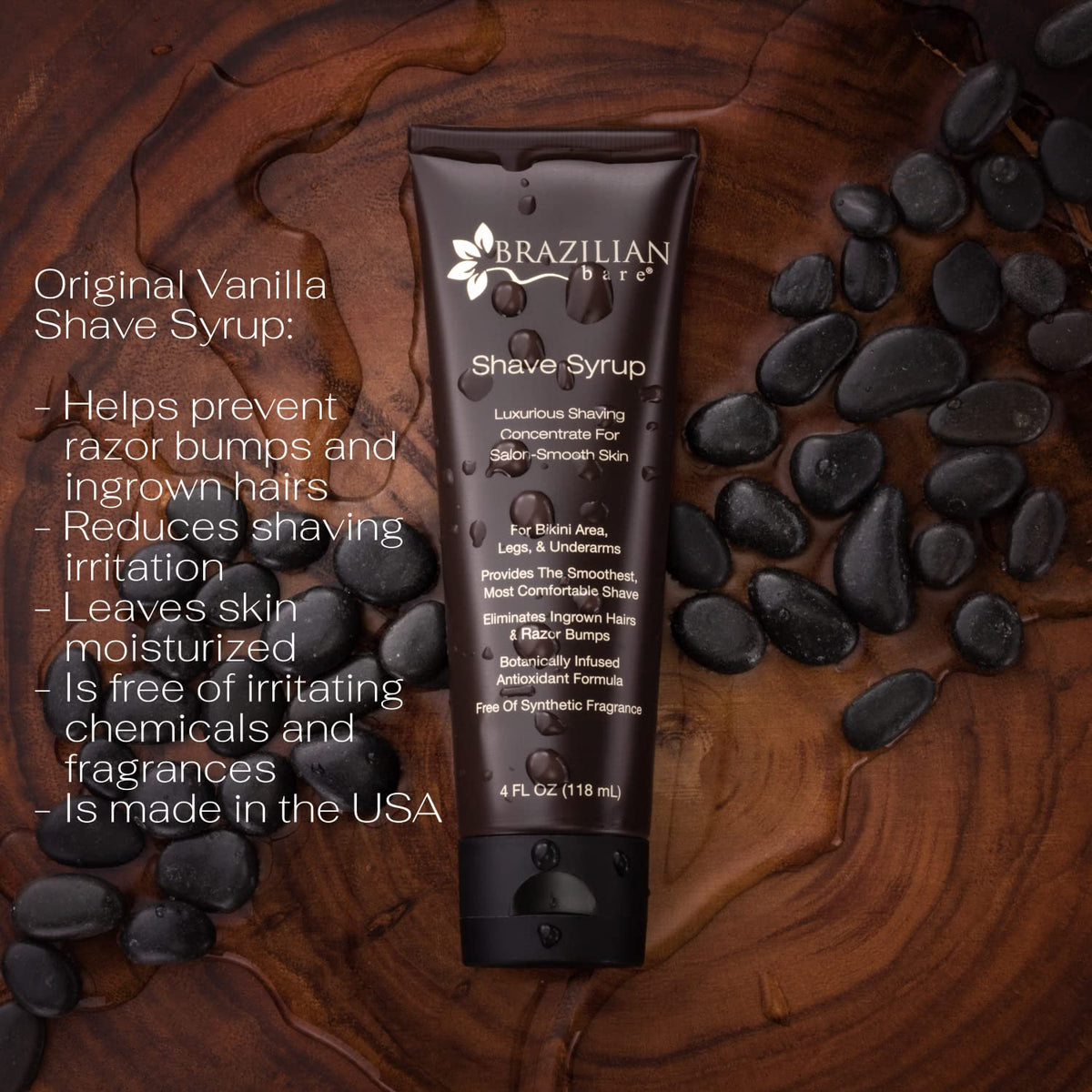 Brazilian Bare women shaving gel alternative back panel with directions