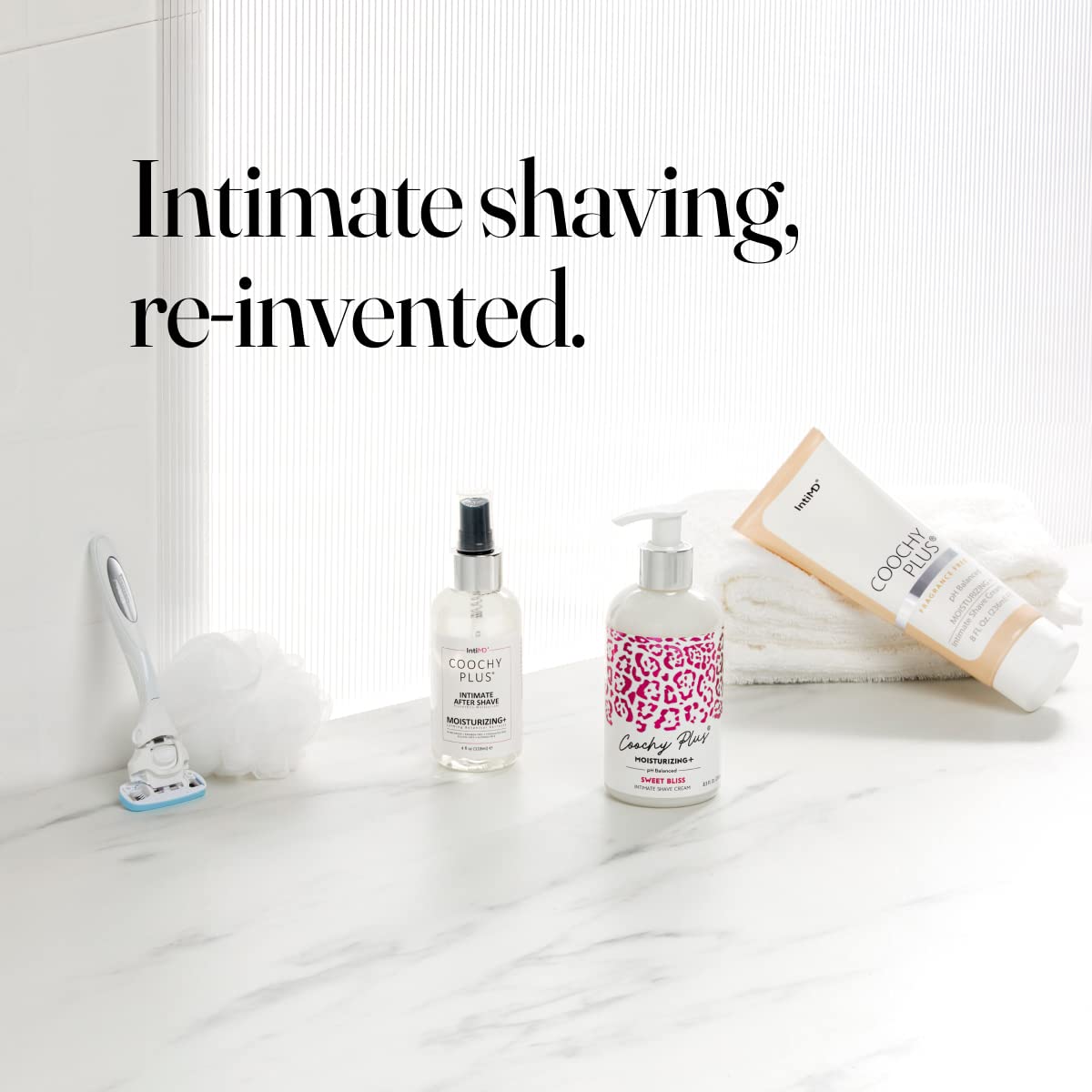 IntiMD COOCHY intimate hair removal aftercare soothing spray product lifestyle display