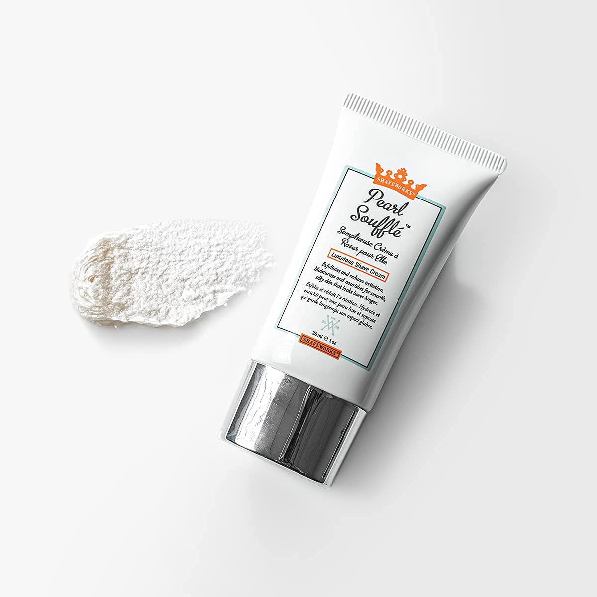 Authentic imported Shaveworks exfoliating and hydrating hair minimizing shave cream.