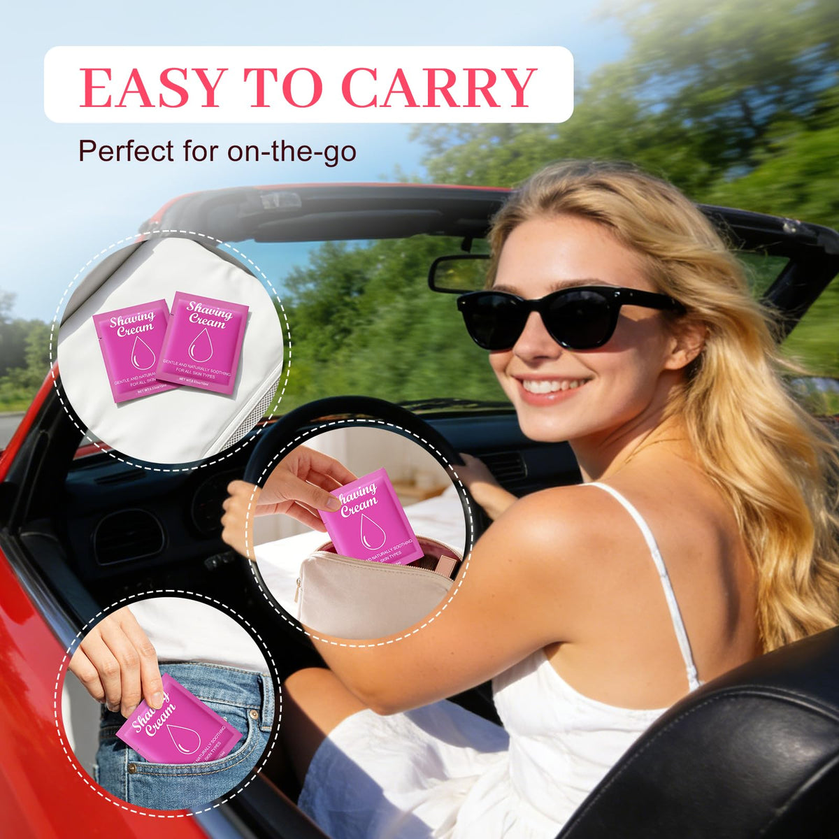 Fafortune jasmine scented women shave gel packet highlighting the moisturizing formula benefits