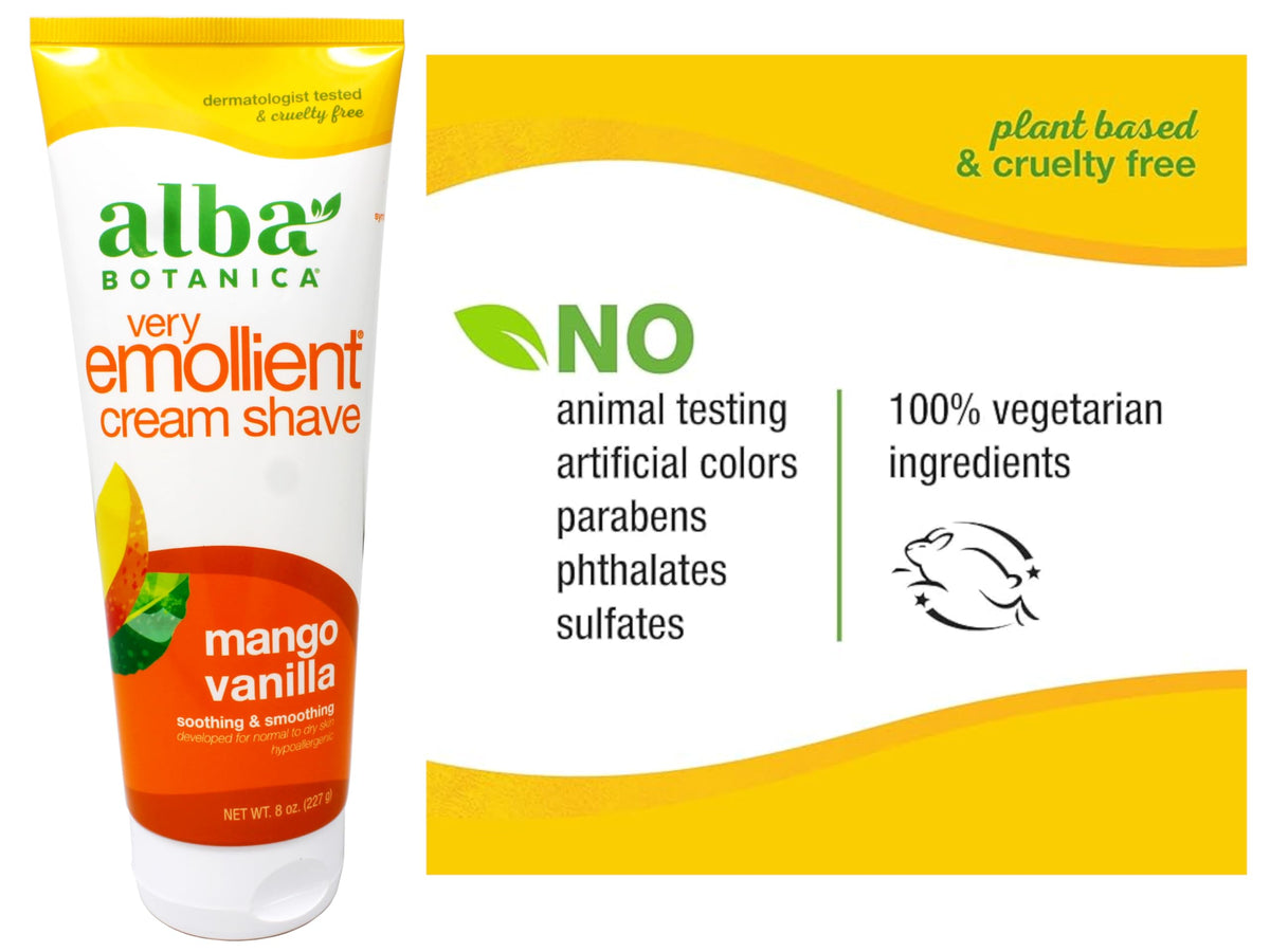 Alba Botanica mango vanilla moisturizing shave cream for dry skin protection