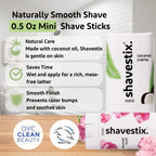 Shavestix Coconut Creme and Pink Peonies travel shaving bars showing compact packaging.