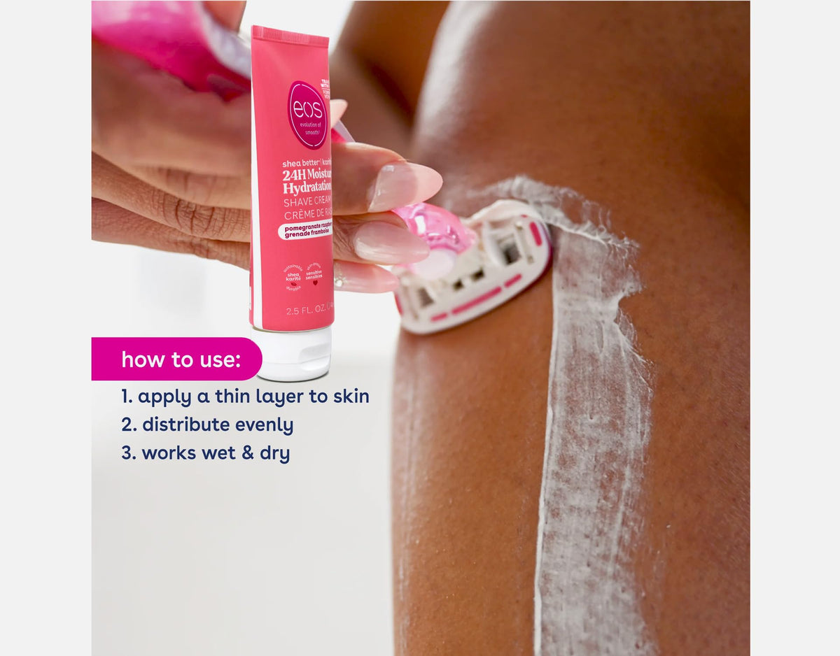 Two compact tubes of Eos pomegranate raspberry moisturizing cream displayed together