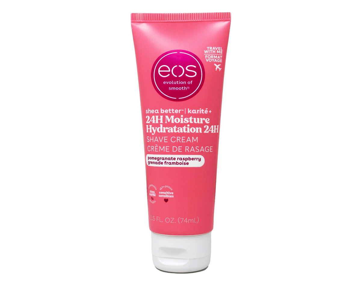 Compact two-pack Eos Shea Better pomegranate raspberry body grooming tubes