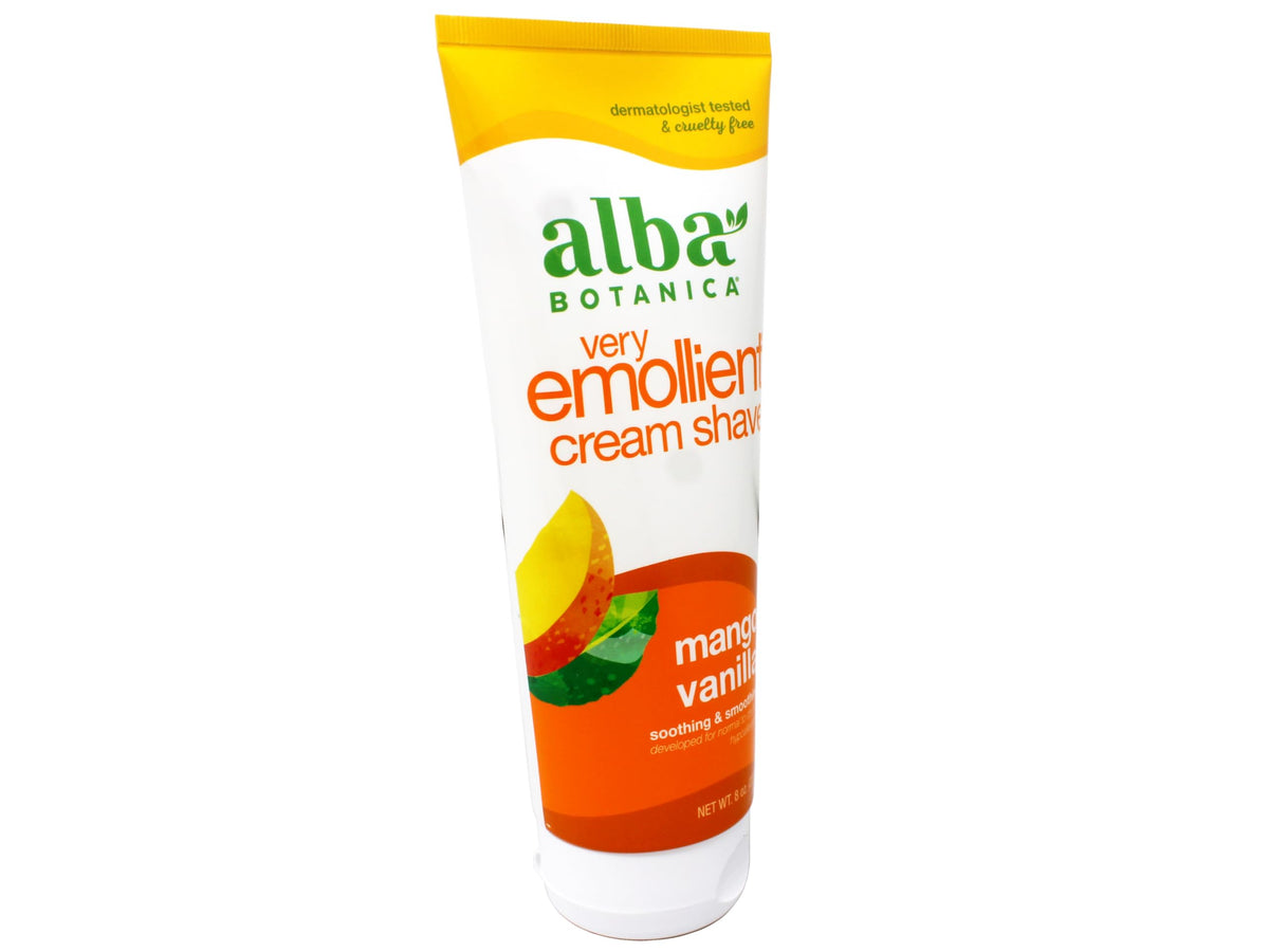 Alba Botanica Mango Vanilla 8 Ounce Pack of 4 tubes arranged neatly for display