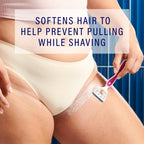 Schick Hydro Silk women bikini shave cream texture displaying its thick aloe and shea butter formula.
