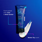 Schick Hydro Silk pubic hair shaving cream for women side view focusing on its no rinse formula.