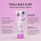 Pure Romance intimate foaming shave cream texture showing the rich skin moisturizing formula.
