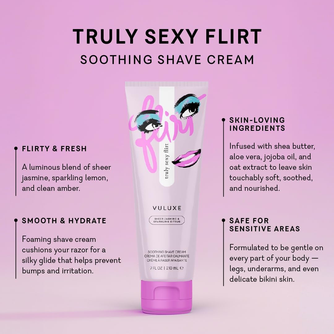 Pure Romance intimate foaming shave cream texture showing the rich skin moisturizing formula.