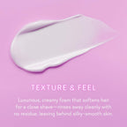 Back label of Pure Romance Vuluxe women's shave cream detailing directions and sulfate-free features.
